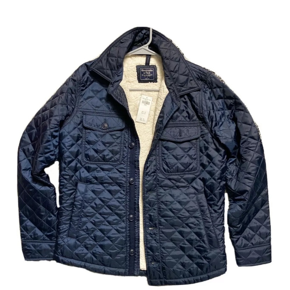 A&F Men Button Up Fall Jacket Sherpa Lined Sz. S